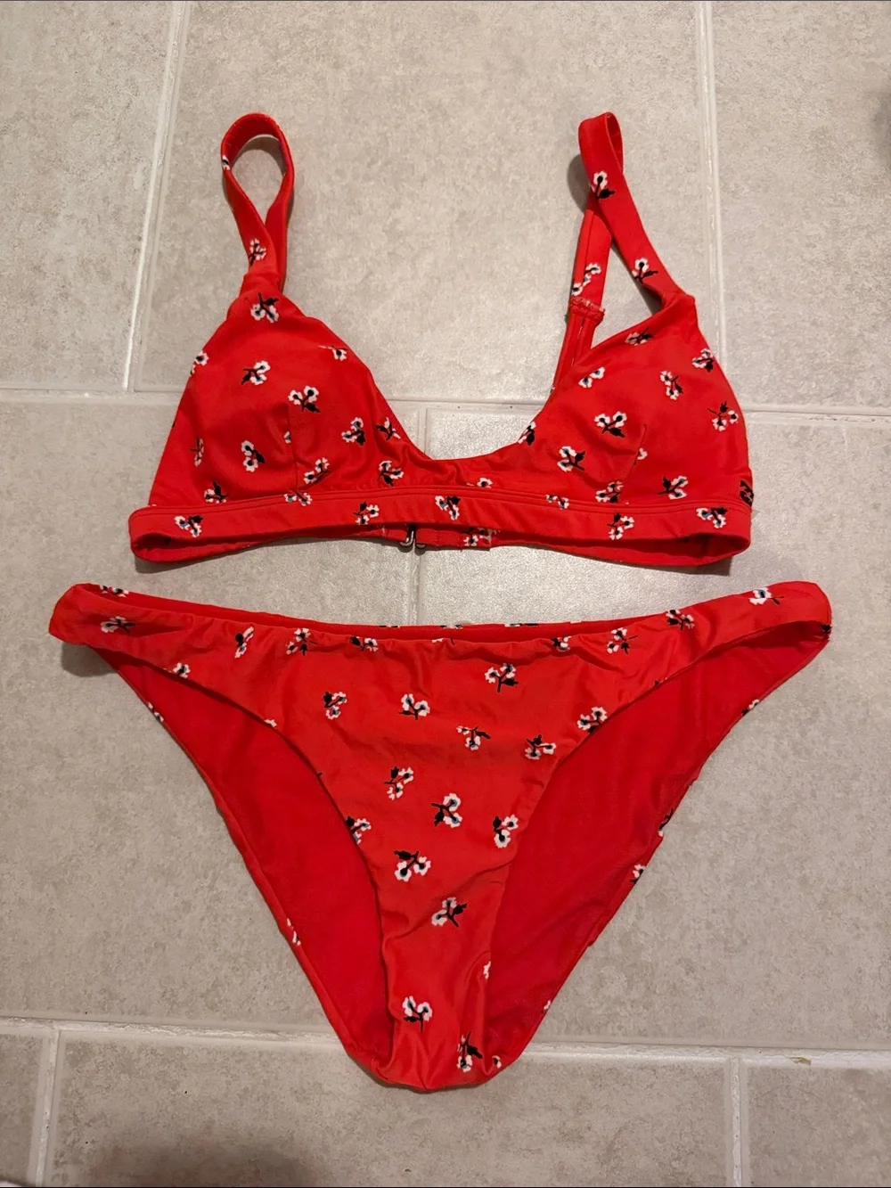 Billabong Red Floral Two-Piece Bikini Set